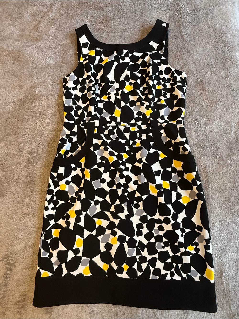 New York & Company Black, White & Yellow Abstract Sheath Dress, size 12